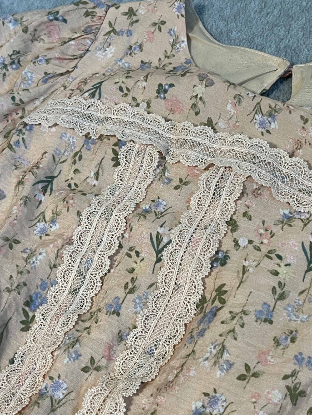 Cottagecore Kawaii Pink Floral Dress Small Petite Coquette Puff Lace Lolita - Picture 7 of 12